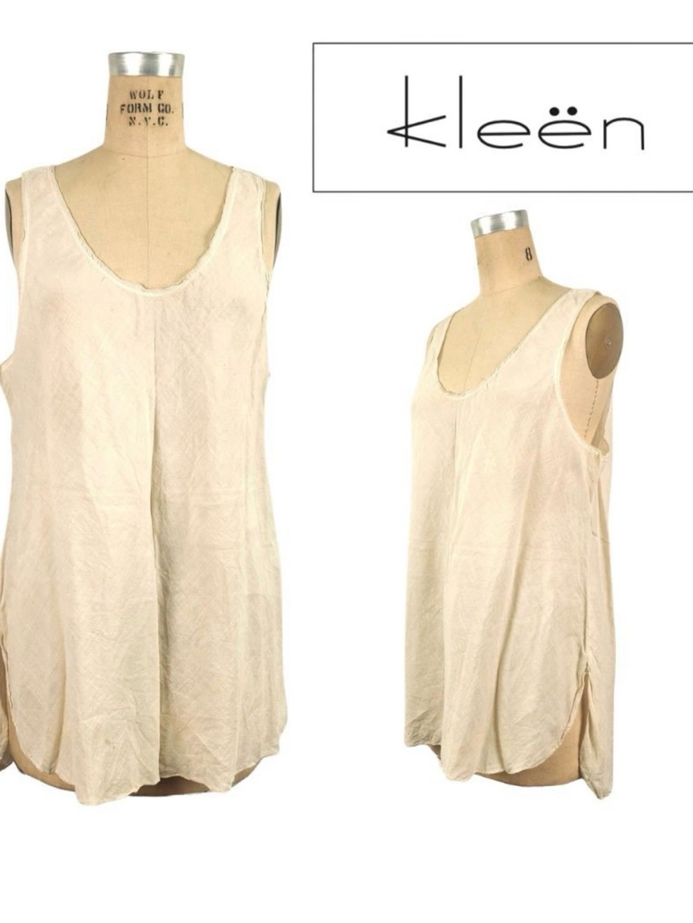 Women's Cream Sleeveless Scoop-neck Layered Blouse